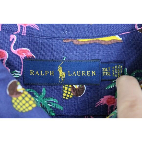Polo Ralph Lauren Mens 3XLT 3XL Tall AOP Flamingo Button Up Shirt M1073 - Picture 4 of 5